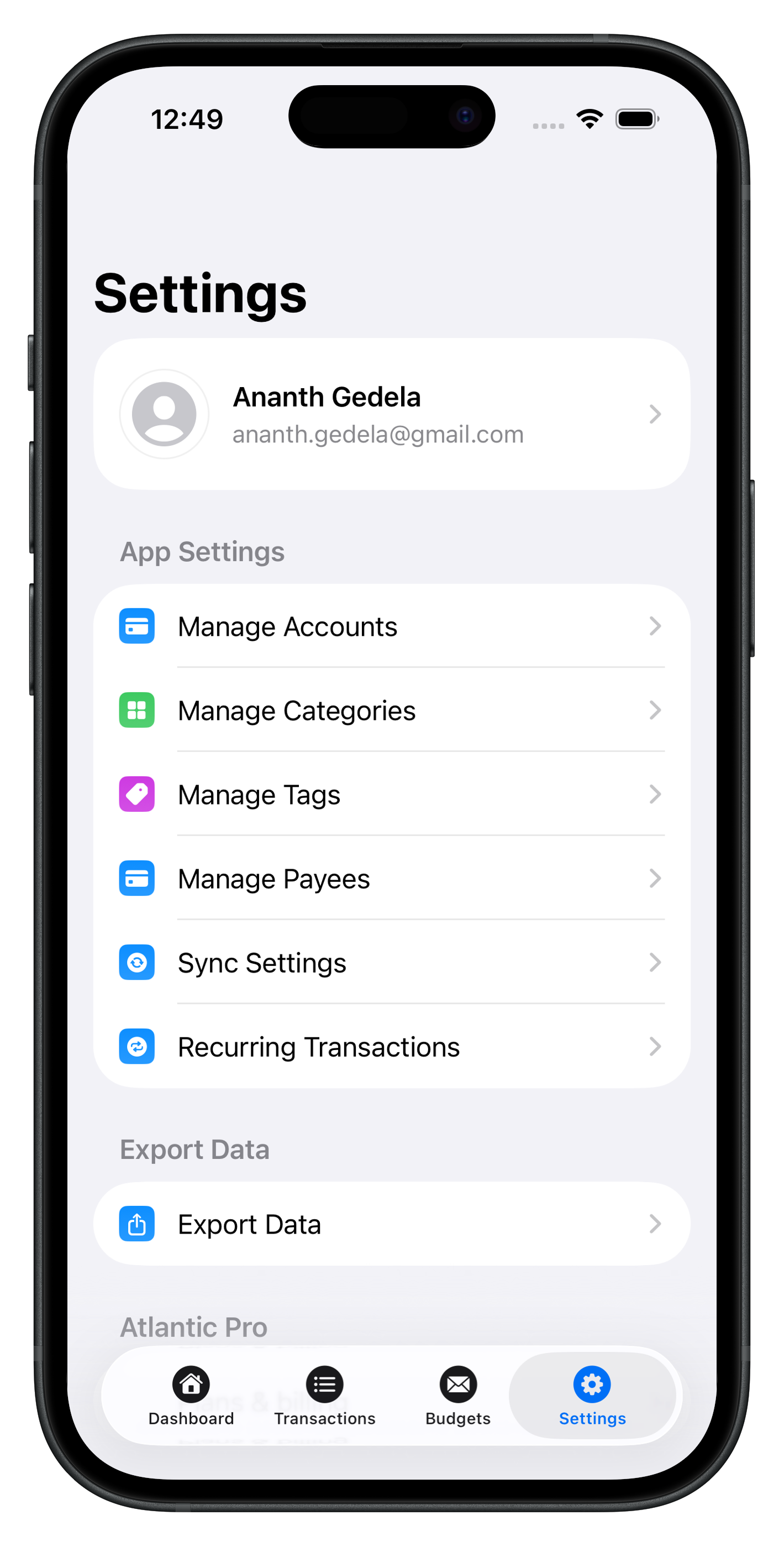 Settings overview